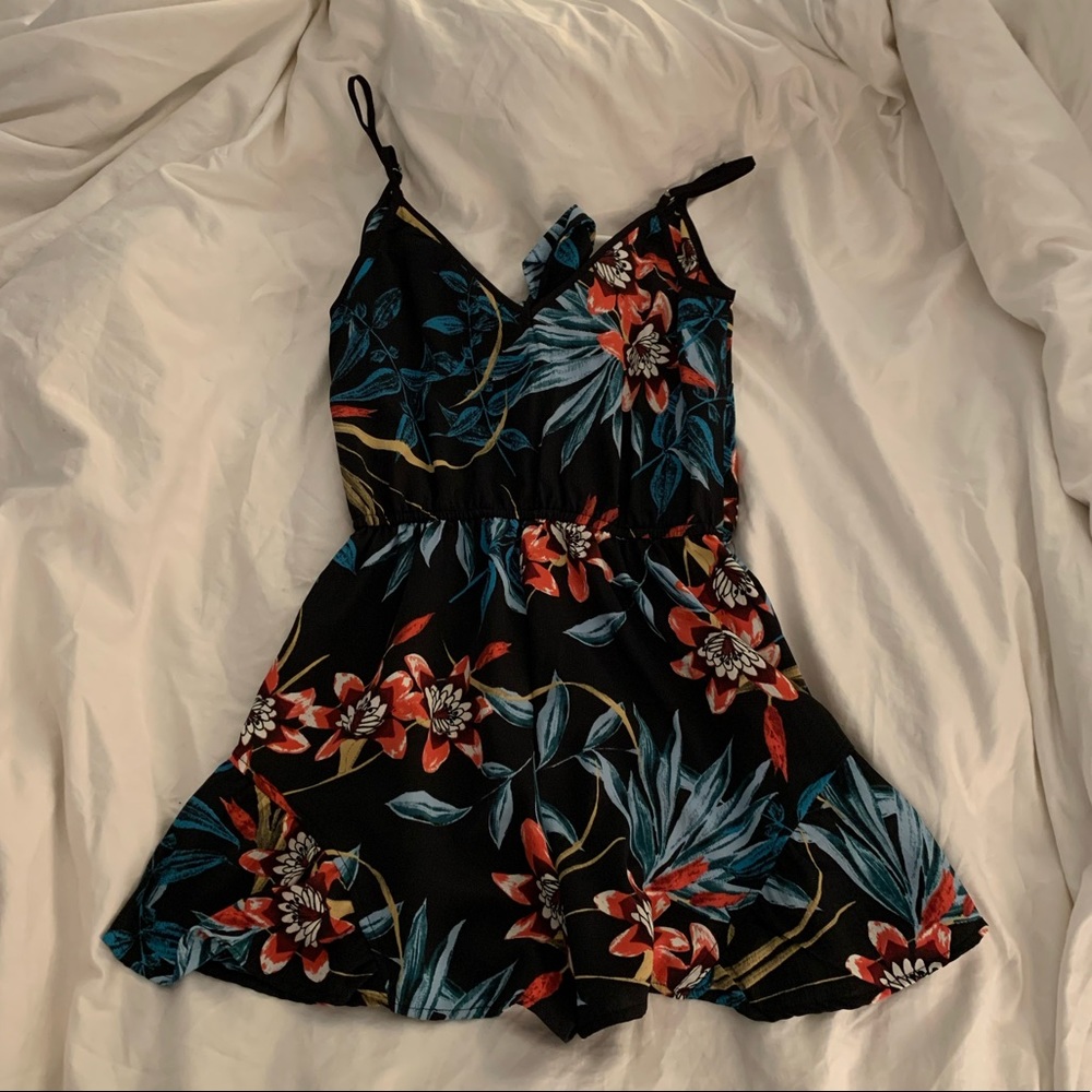 Aqua Floral Romper